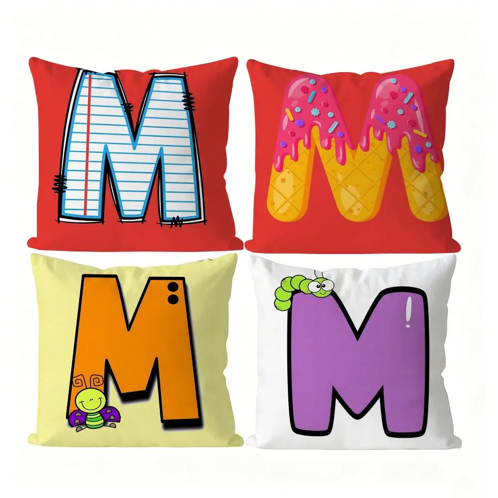 Minimalist Cute ALPHABET M Cushion Cover  living room sofa chair cushion cover bedroom home decoration
