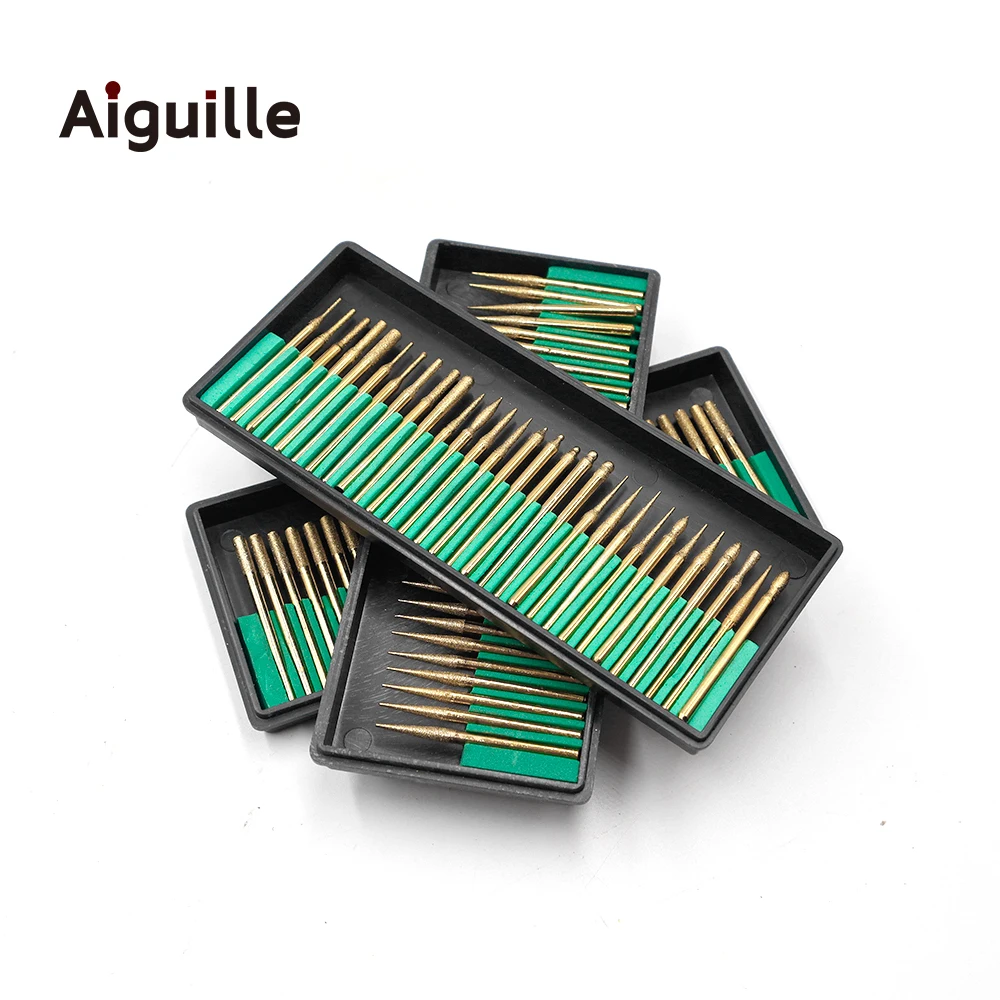 Imagem -06 - Aiguille-dremel Acessórios Ferramentas Elétricas Brocas Brocas de Diamante Rebolo Haste Abrasiva Gravura Pedra Madeira mm 120 30 Pcs