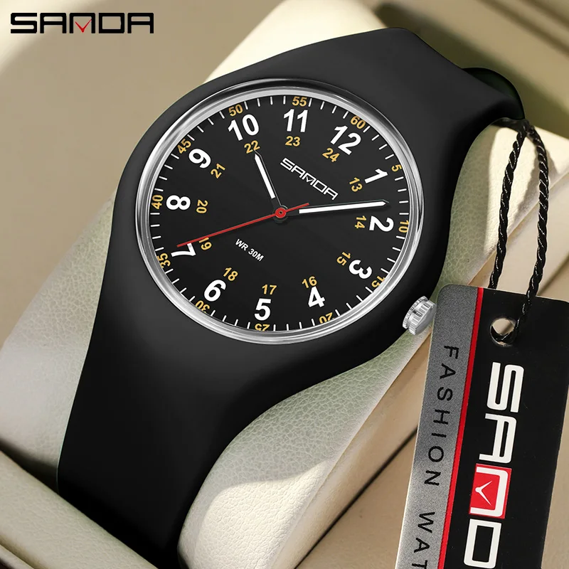 SANDA Best-selling Minimalist Fashionable Student Sports Waterproof Silicone Quartz Watch Boy Girl Casual Clock Children Gifts