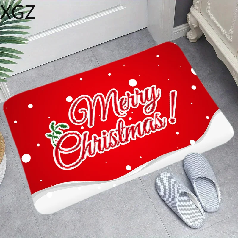 Christmas series printed pattern bathroom mat non-slip door mat kitchen living room carpet bedroom mat holiday decoration