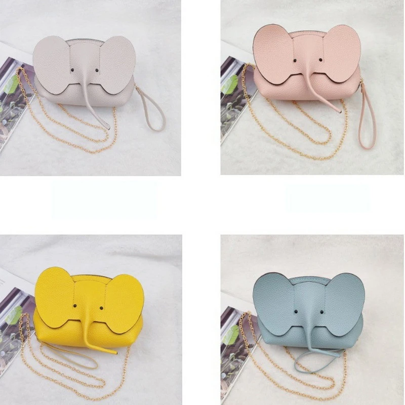 

Новая корейская модная однотонная мини-кошелек из искусственной кожи со слоном для телефона, женская милая повседневная сумка через плечо