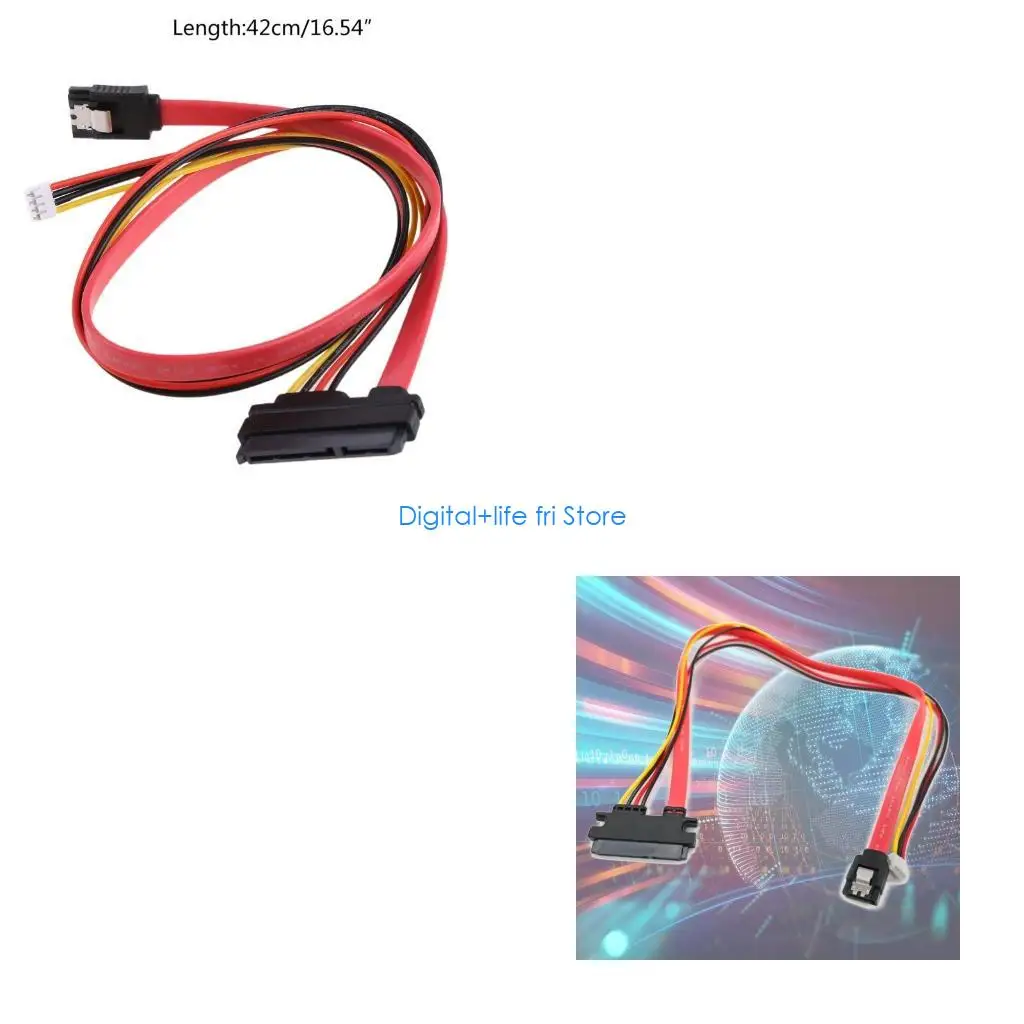 E06D 22-pin (7+15) Male to Female Data Power Extension Cable for 2.5 