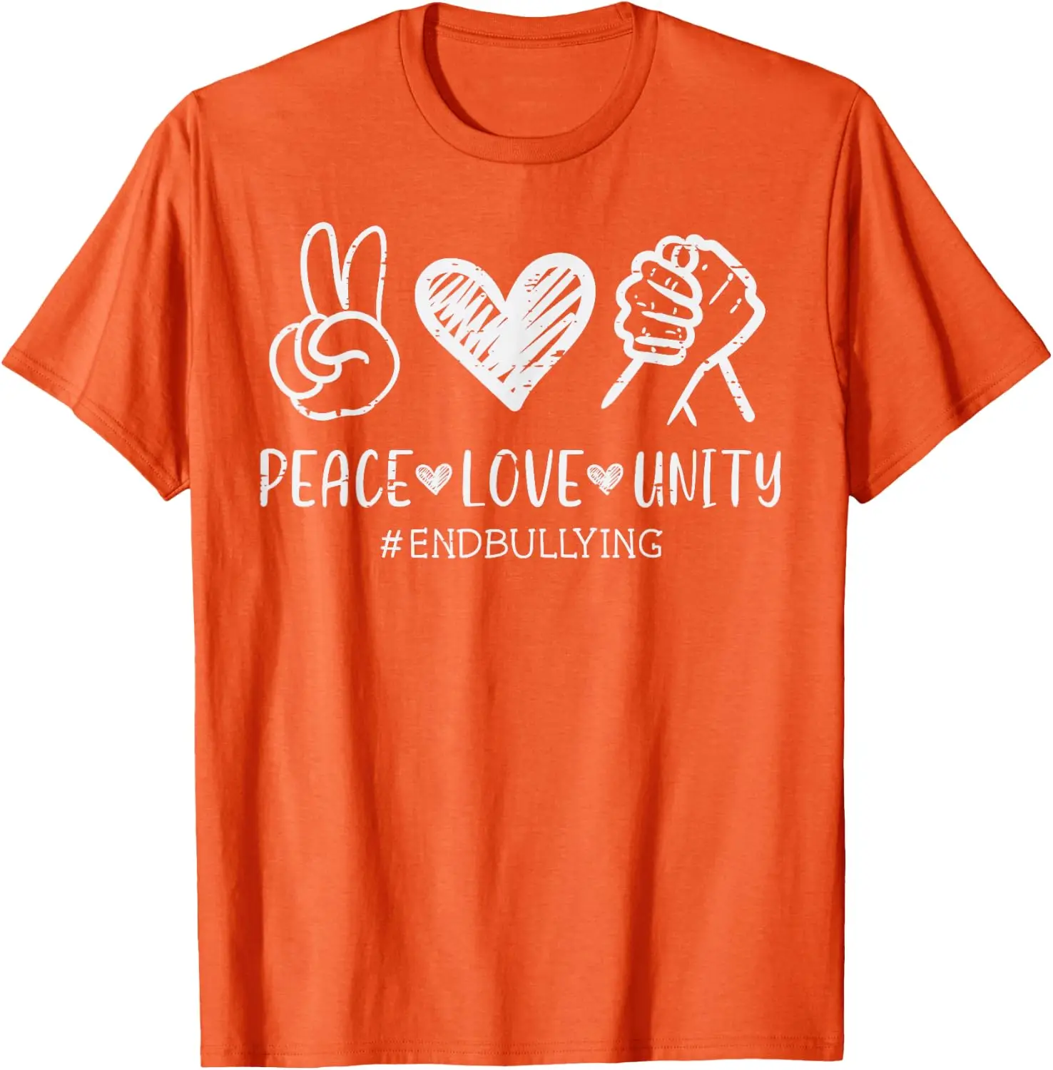 Peace Love Unity Orange Anti Bullying Unity Day T-Shirt Casual Fashion Loose Harajuku Cotton Short Sleeve Man Women Clothing