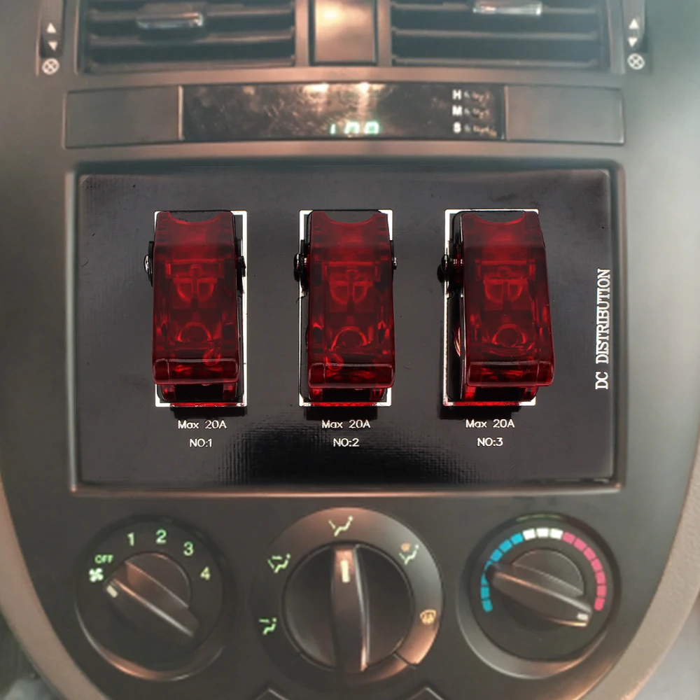 Toggle Switch Panel Ignition Switch Panel Red Waterproof Cover 12-24V Car Switch Panel For Car Truck Caravan 20A DC WIth Fuse