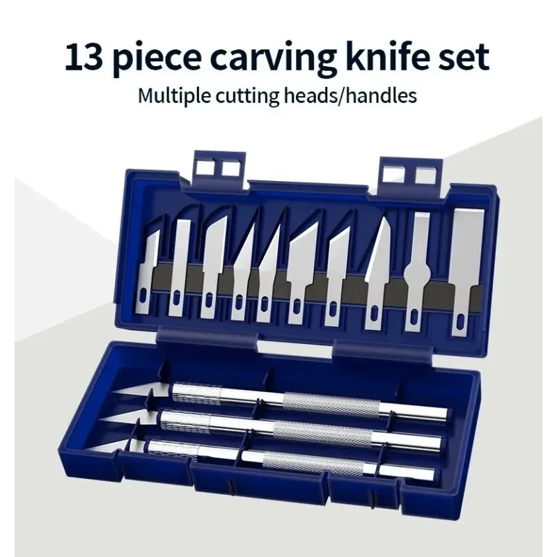 13pcs Precision Cutter Set Hand Tool Set Paper Cut Carving Knife Tools Kit Cutter Blade DIY Repair Box Crafts Art Cutting,Blue