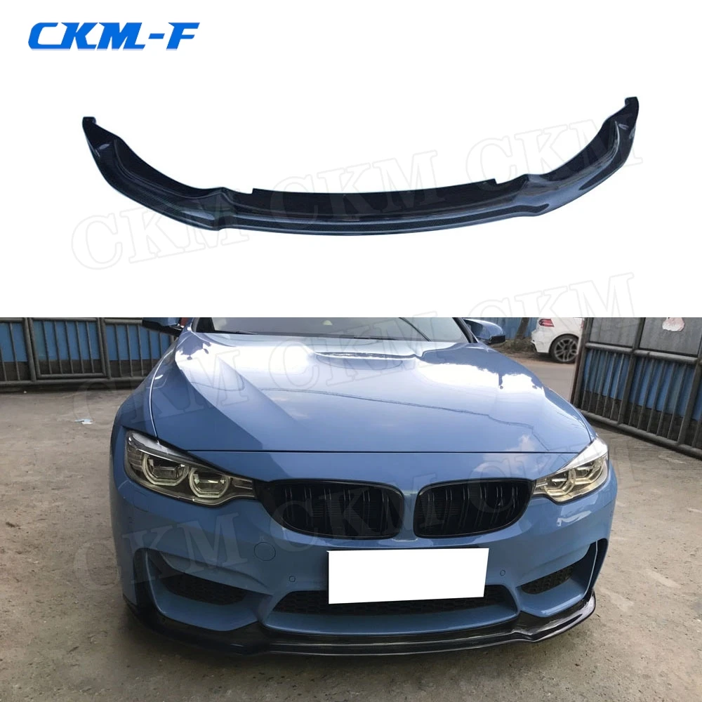 Carbon Fiber Car Front Bumper Lip Spoiler for BMW 3 Series F80 M3 4 Series F82 F83 M4 2014-2018 V Style FRP Head Chin