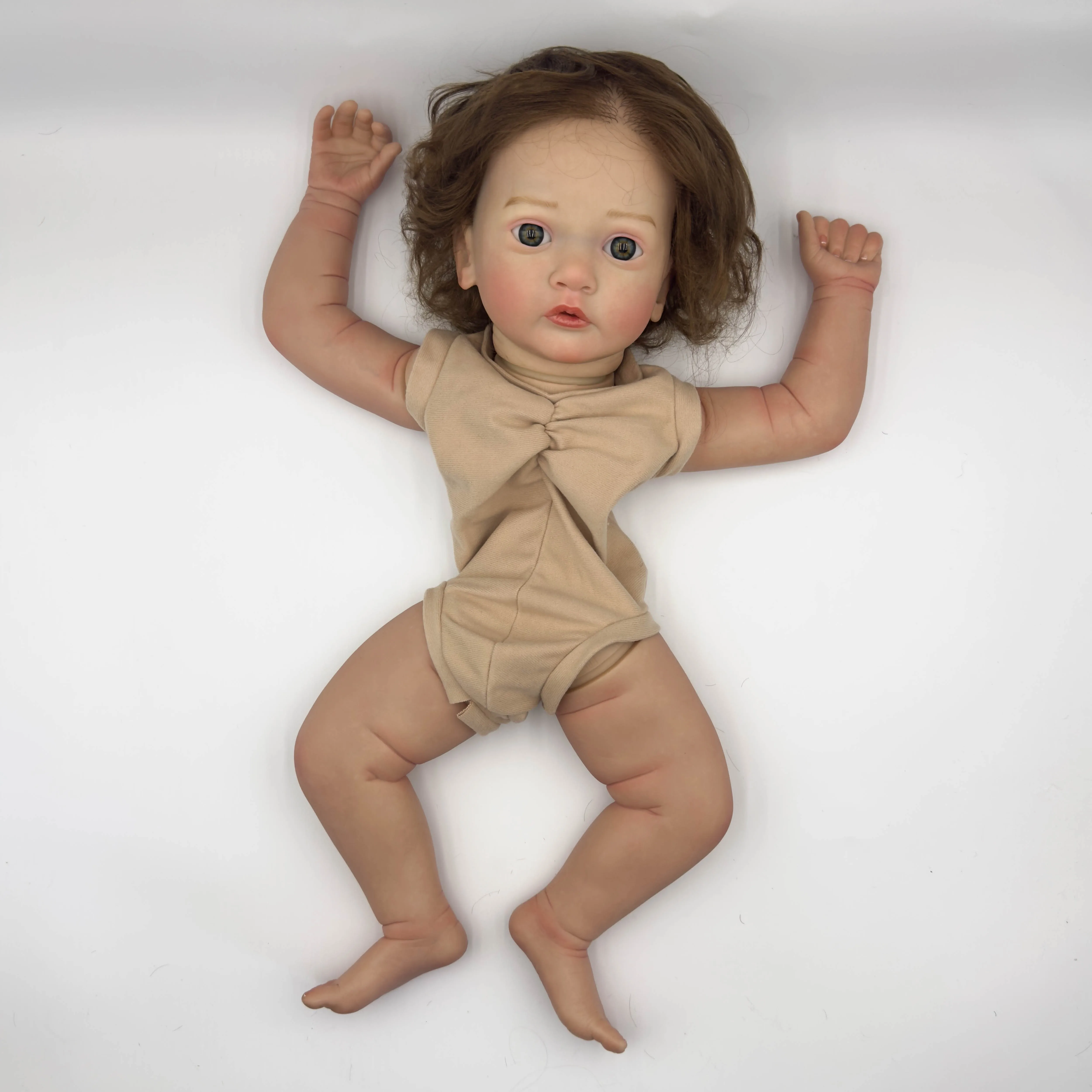 NPK 24 pollici Ayana Kit bambola rinata realistica incompiuta con parti di bambola dipinte con capelli castani ricci per figure da collezione fai da te