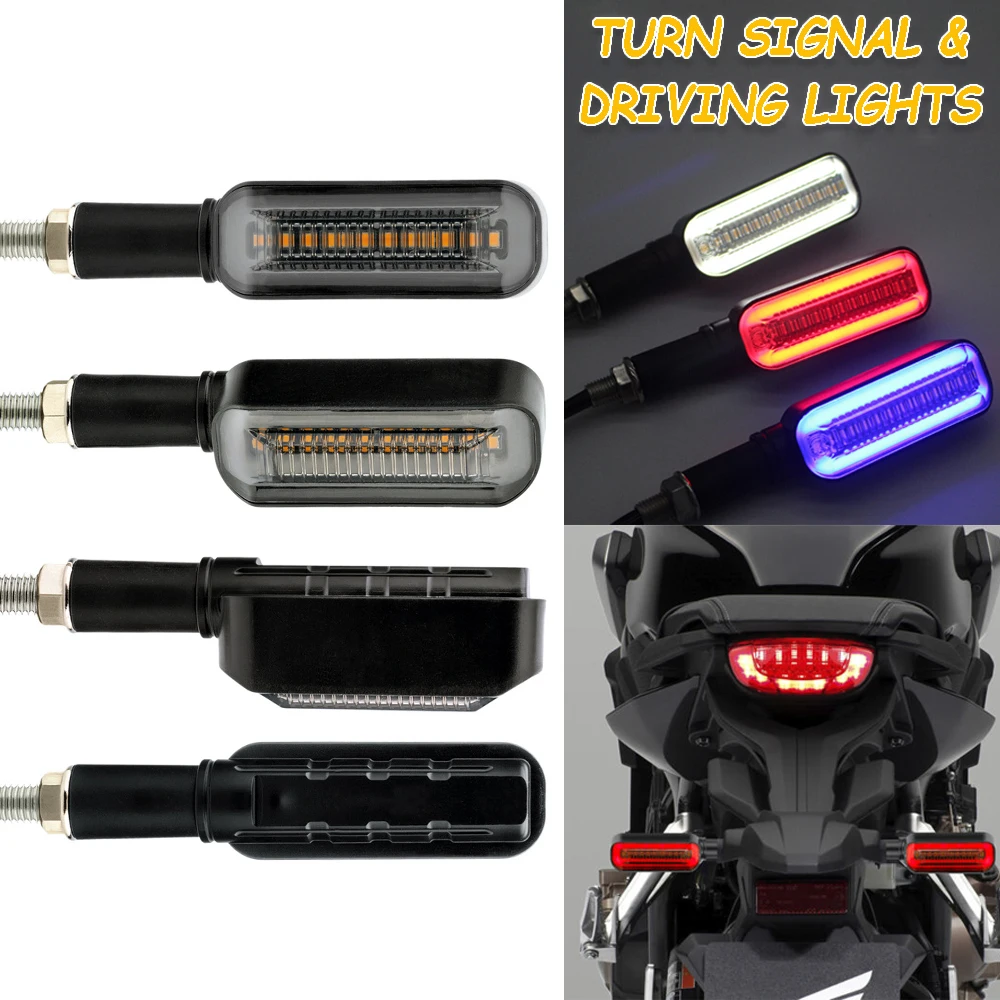 

12V 24LED Motorcycle Turn Signal Lights MotorBike Sequential Flowing Indicators Taillight Dual Color DRL Daytime Running Lamp