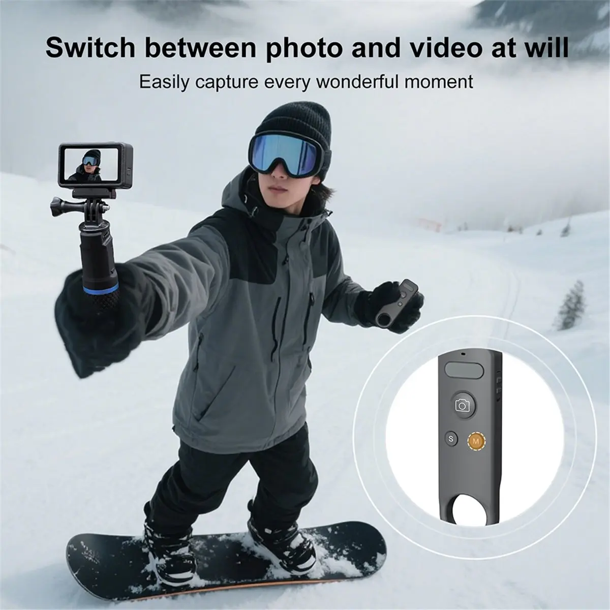 2026 New Wireless Bluetooth Remote Control for Action 5 Pro/4 & 360, Zoom Function Long Range Accessory