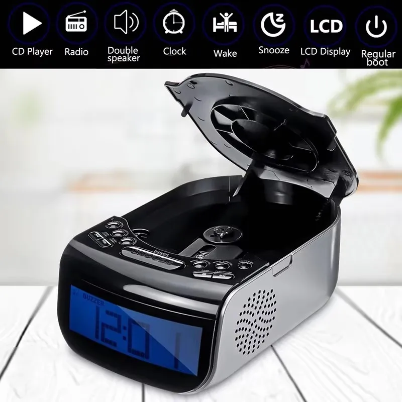 CD Player Portable Home Audio Boombox with Control FM Radio Built-in HiFi Speakers USB MP3 Alarm clock