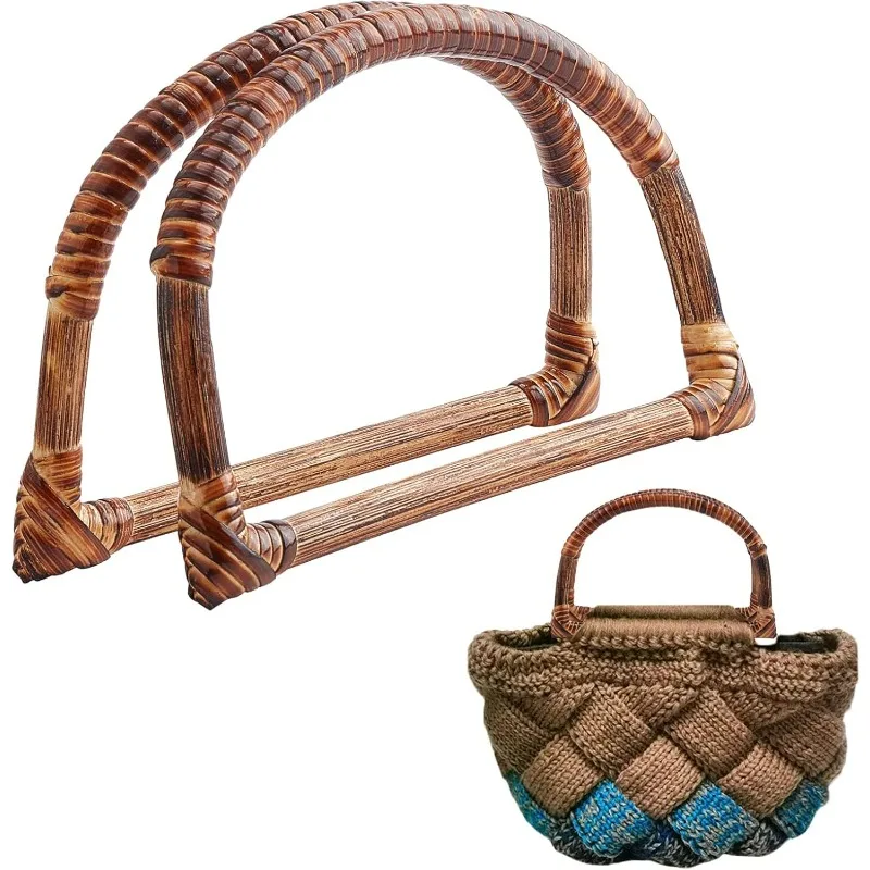 

2Pcs D-shaped Wood Bag Handle Purses Handles Replacement Rattan Woven Wood Bag Handles Coconut Brown Wooden Handbag