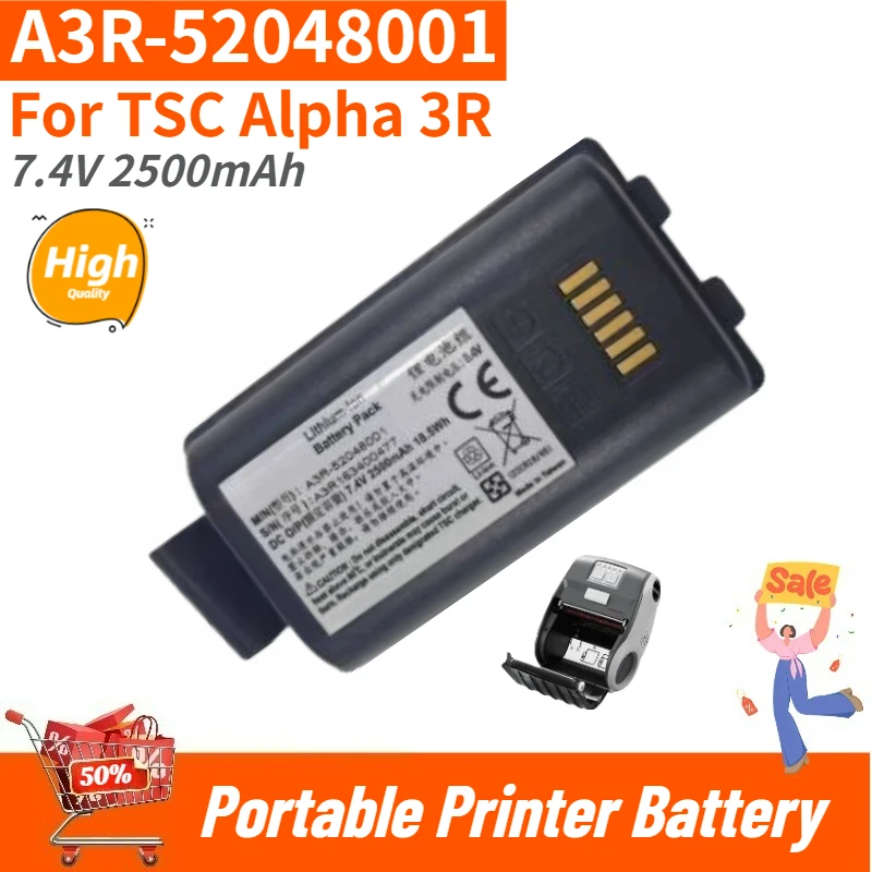 A3R-52048001 High Quality Portable Printer Battery 7.4V 2500mAh for TSC Alpha 3R TSC-30B 3RB 30W Alpha-3B Brand New