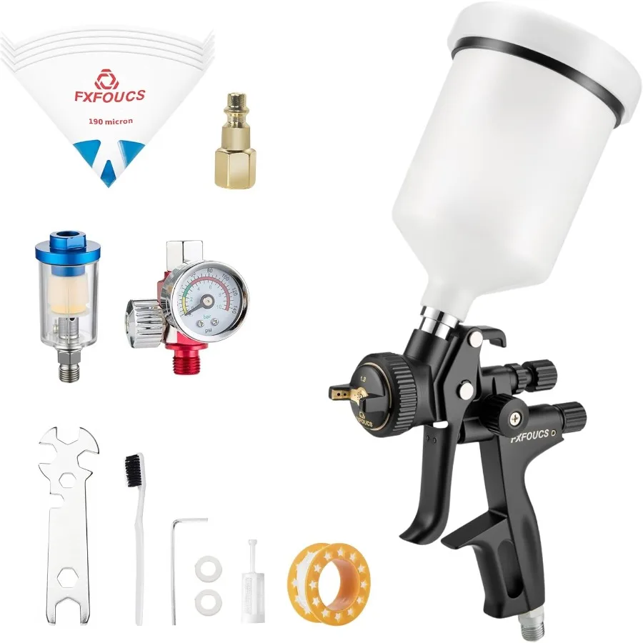 

HVLP Spray Gun with 1.3mm Nozzle Car Paint Gun Premium Tool Kit Perfect for a Wide Range of Applications Including Car Automoti