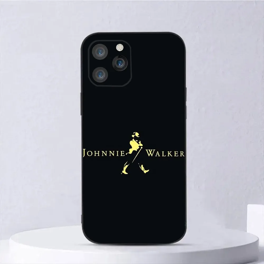 J-Johnnie W-Walker Logo Phone Case For iPhone15,14,13,12,11,Pro,Max,Plus,Mini,X,XS,XR,8,7,6,S,Plus,SE Soft Black Case