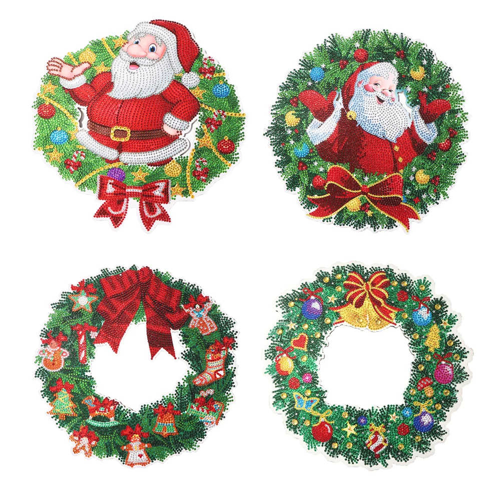 Christmas Diamond Painting Wreath Pendant DIY Spot Drill Crystal Christmas Art Diamond Drawing Garland Ornament Great Gift