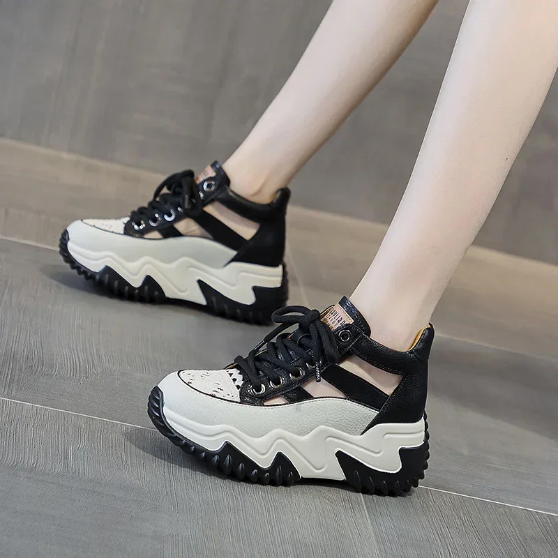 

2024 New Female Wedge ShoesSilver Platform Sneakers Women Height Increasing Wedges Shoes Casual