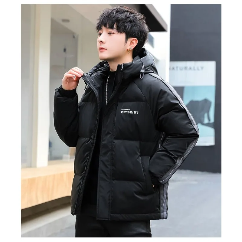 Luxury Winter Down Jackets Men White Duck Down Coat Cargo Jackets Hooded Warm Windproof Outerwear Pocket Zipper Long Sleeve Tops