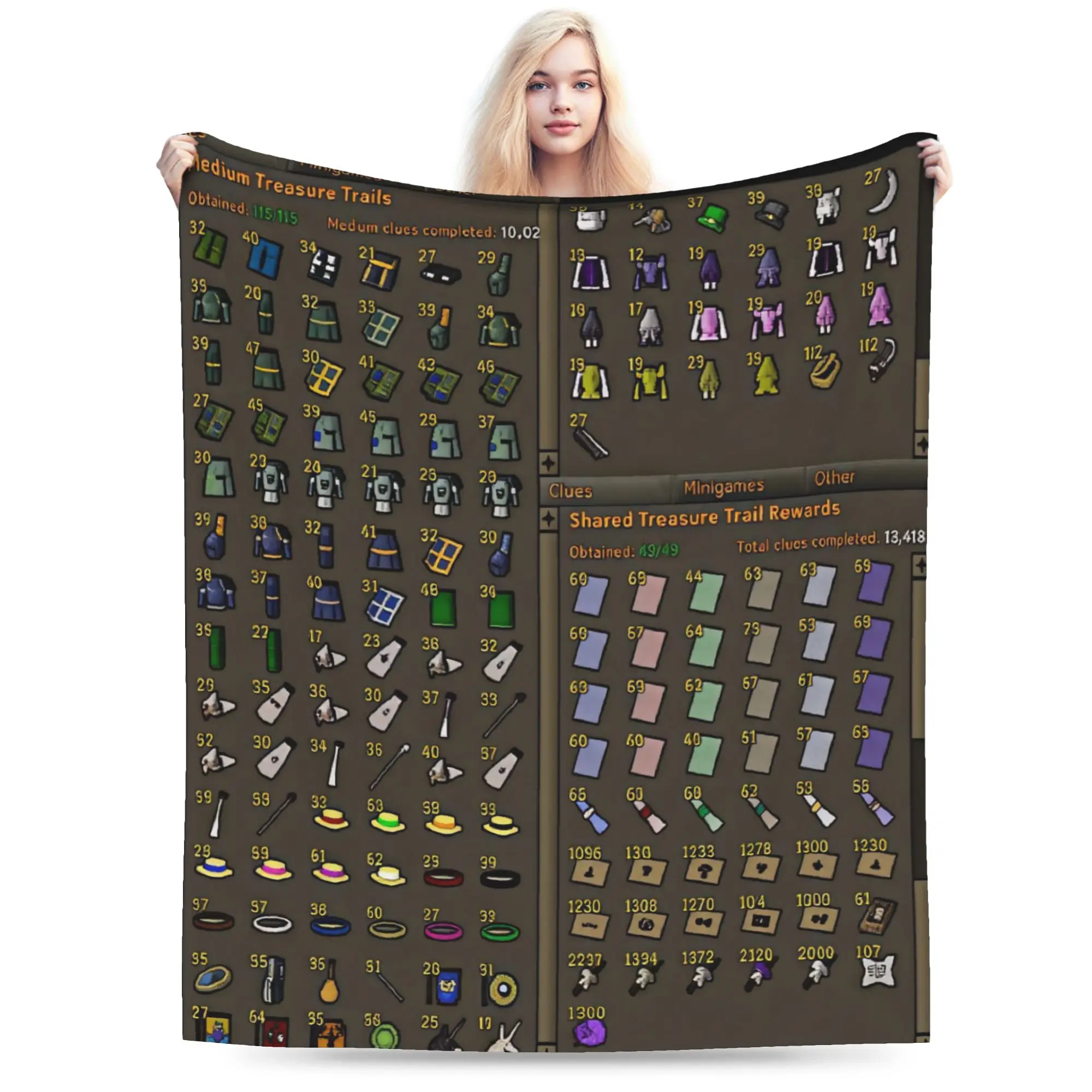 Old School Runescape OSRS Maxed 99 All Skills Level Blanket Super Warm Throw Blanket For Bedroom Flannel Bedspread Bed Cover