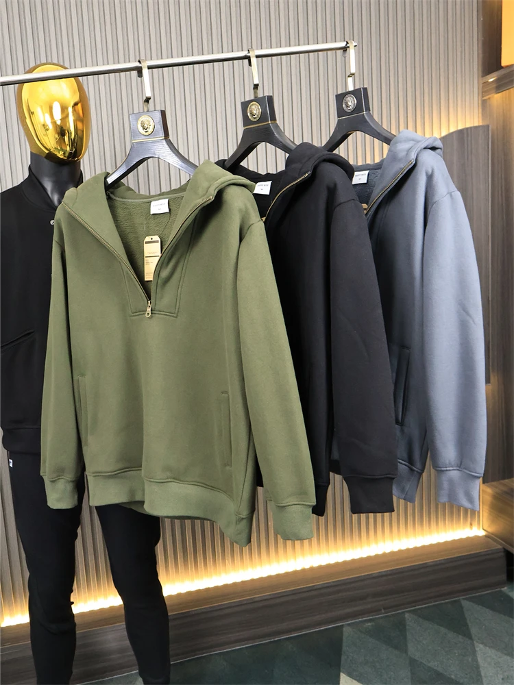 

Datsun Soft Plush Feel Trendy Hoodie Men's Autumn Winter Half Zip Hooded Sweatshirt OS Version Fleece Lined Fashionable Stree...