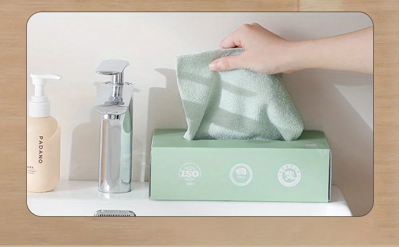 1 box of disposable comfortable kitchen dishwashing cloth, thickened washable dishwashing mat