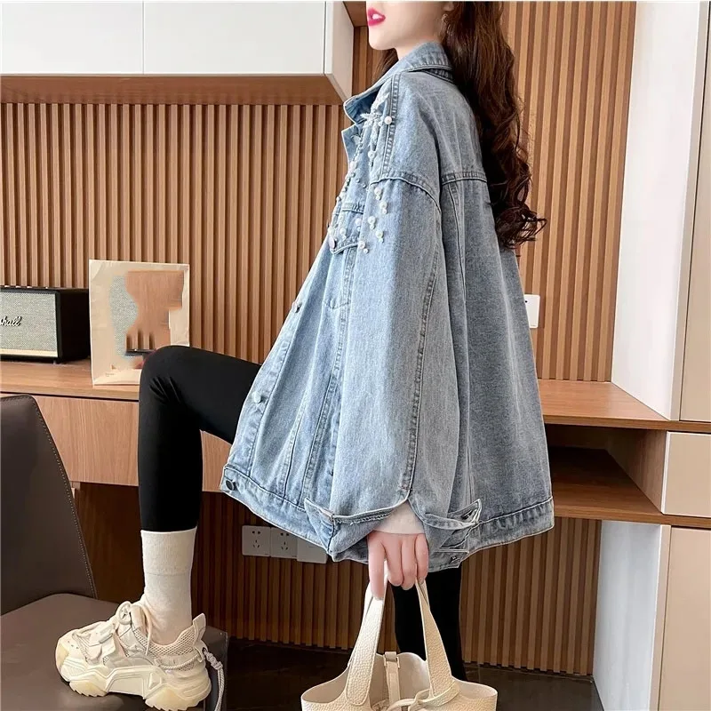 ربيع الخريف الإناث الترفيه طويلة الأكمام الجينز overwear الكورية المرأة موضة كاوبوي معطف تصميم تحسس السيدات الدنيم القمم سترة #5