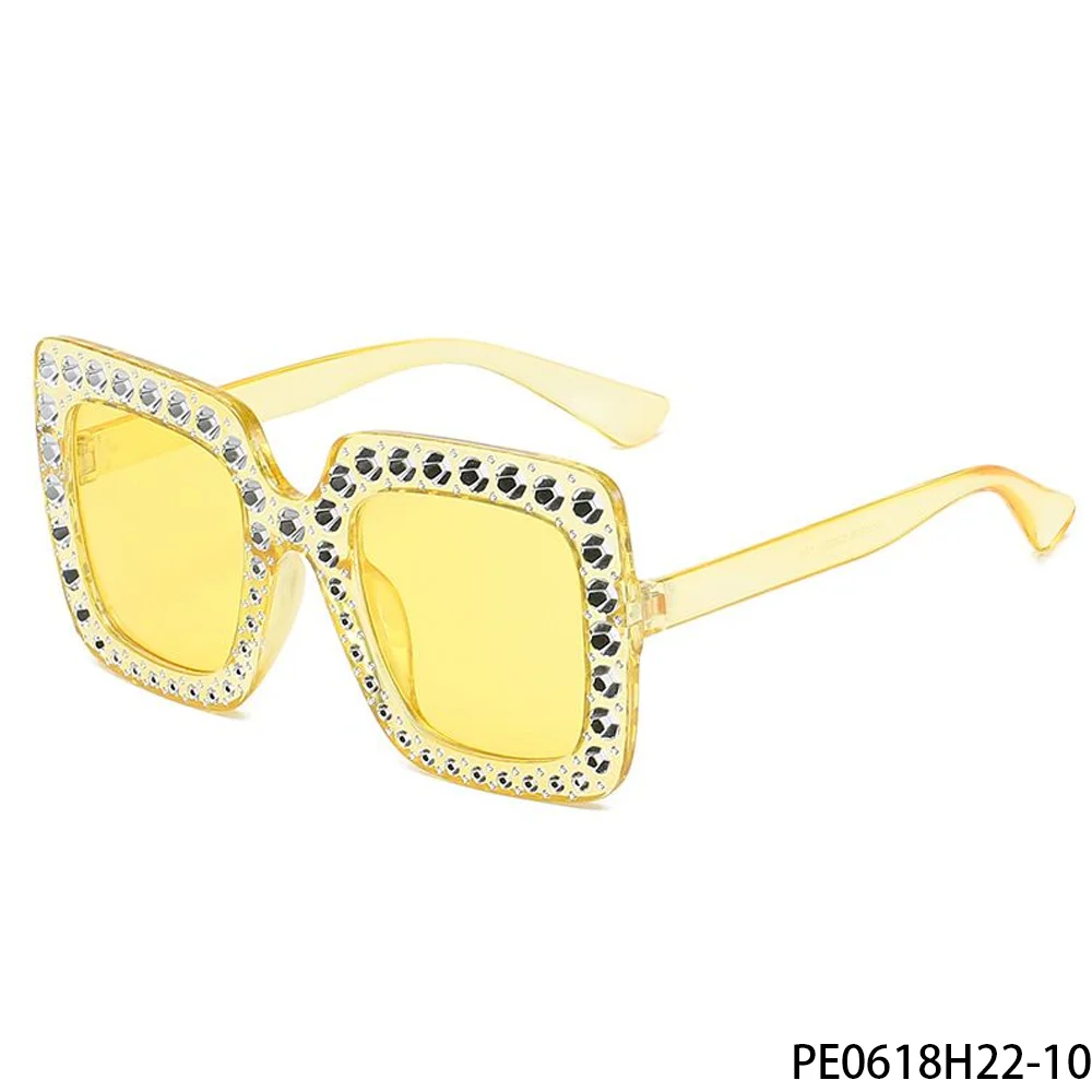 PESENAR Óculos de sol quadrados com strass amarelo para festa de fantasia de discoteca dos anos 70, acessório para eventos temáticos retrô