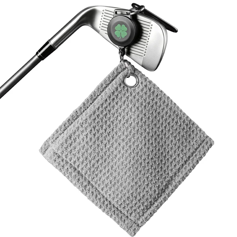 Golfclubhanddoeken 1-pack met magnetische intrekbare clip, 5,5''x5,5'' zwart blauw grijs microvezel wafel voor golftassen