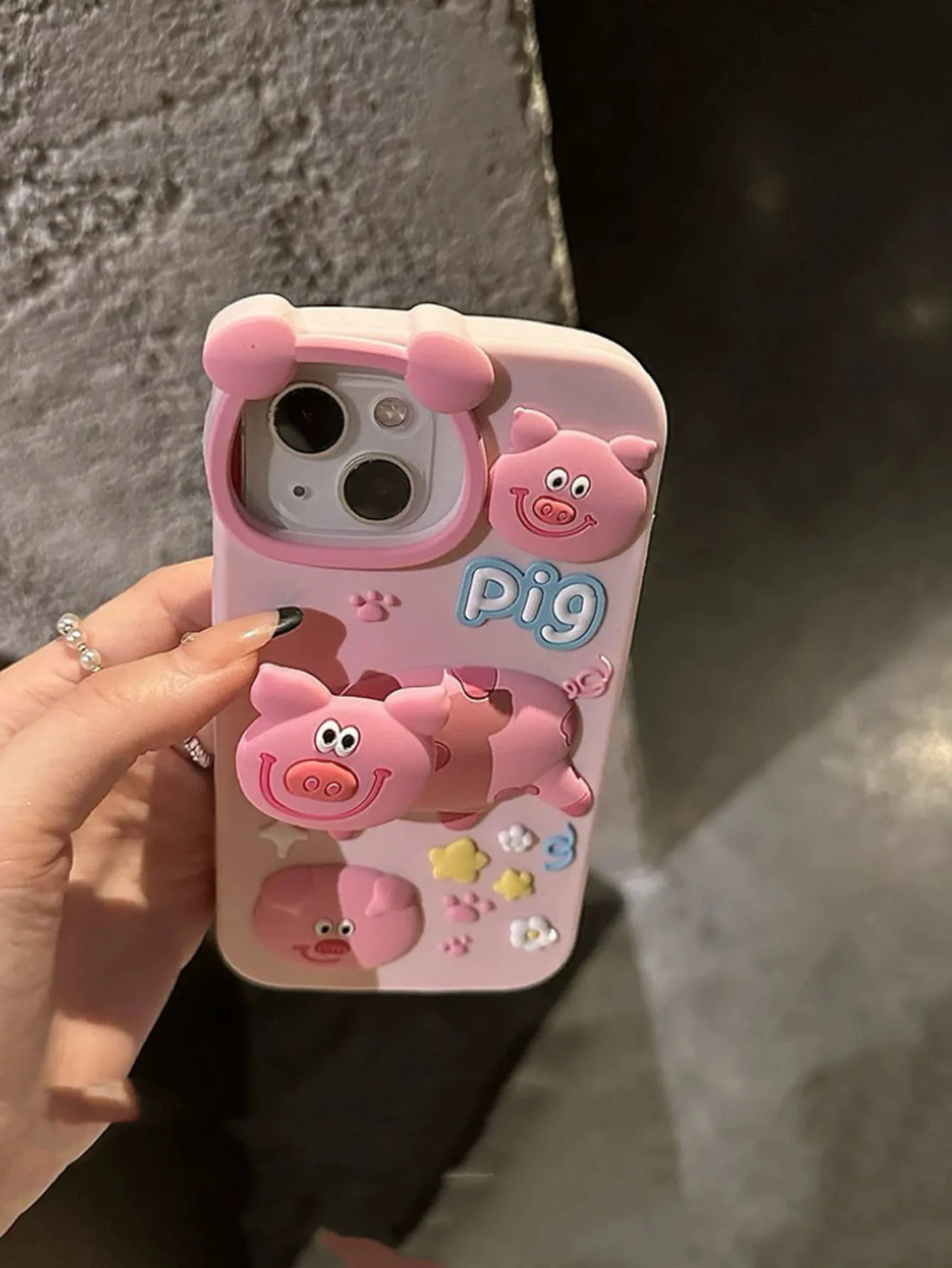 3D Pink Piggy Suitable For iPhone 15 Pro Max Phone Case 14 13 Soft Silicone 12 11 Protective Case