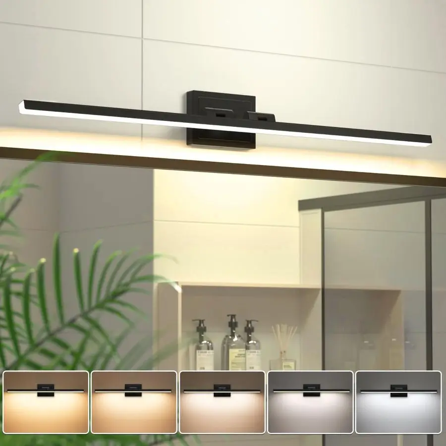 

Modern Bathroom Vanity Light 39.4 inch, Rotatable, 24W Dimmable 5CCT Led Bathroom Light Fixture Over Mirror, Black Bar Vanity Li