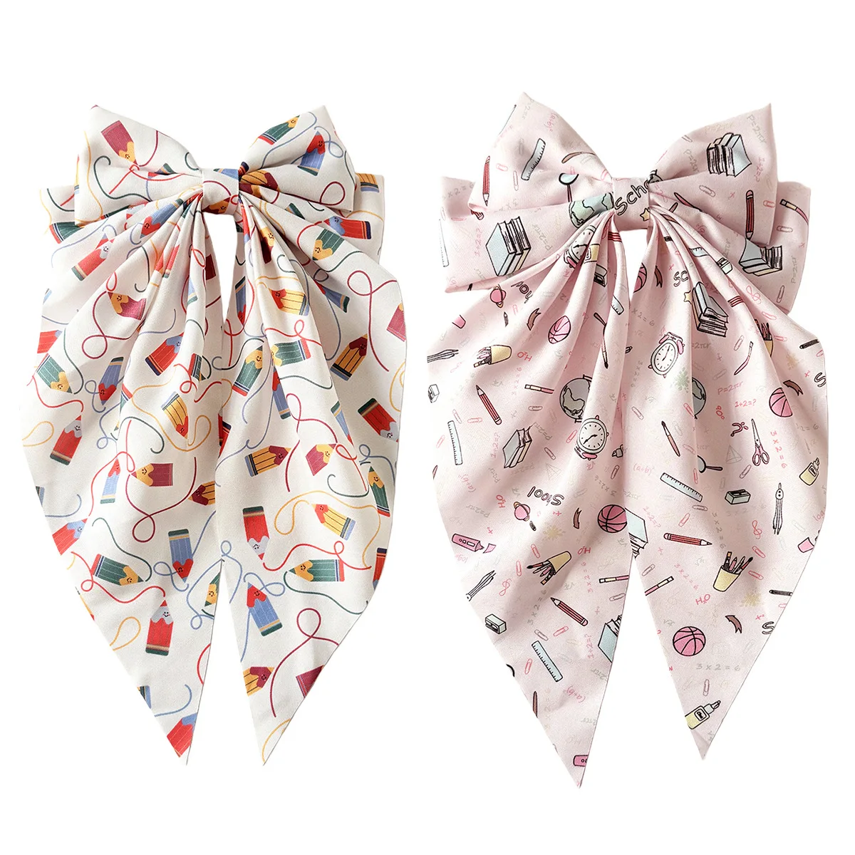 School-starting Bowknot Hairpin Pencil Ruler Book Print Spring Clip Back-to-school Season Hair Accessories Hair Clips for Girls