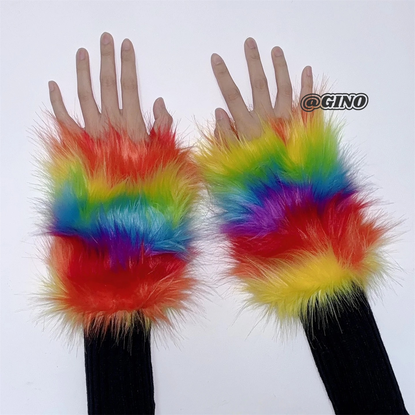 

Shibuya Spice Girls Y2K Trend Plush Winter Gloves Millennium Vintage Harajuku Punk Style Subculture Fur Cuff Ins Plush Gloves