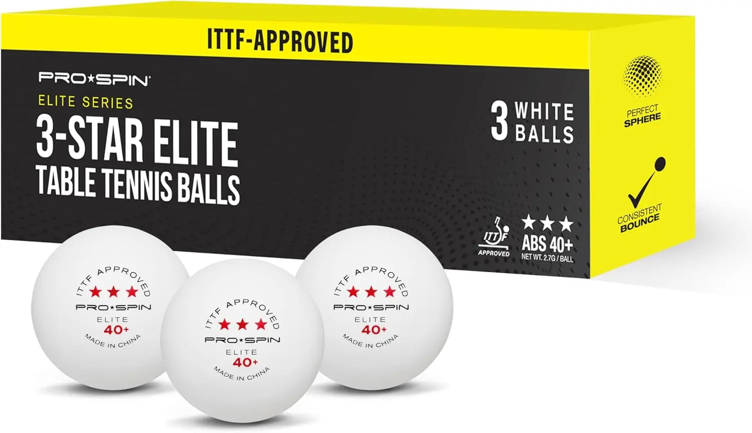 

Premium 3-Star ITTF-Approved Table Tennis Balls | High-Performance 40+ ABS for Indoor & Outdoor Play (Pack of 3)