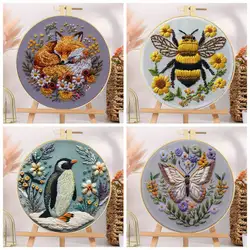 Animal Flowers Embroidery Kit Including Adult Handmade Sewing Suitable For Beginners Beautiful Art Home Decoration