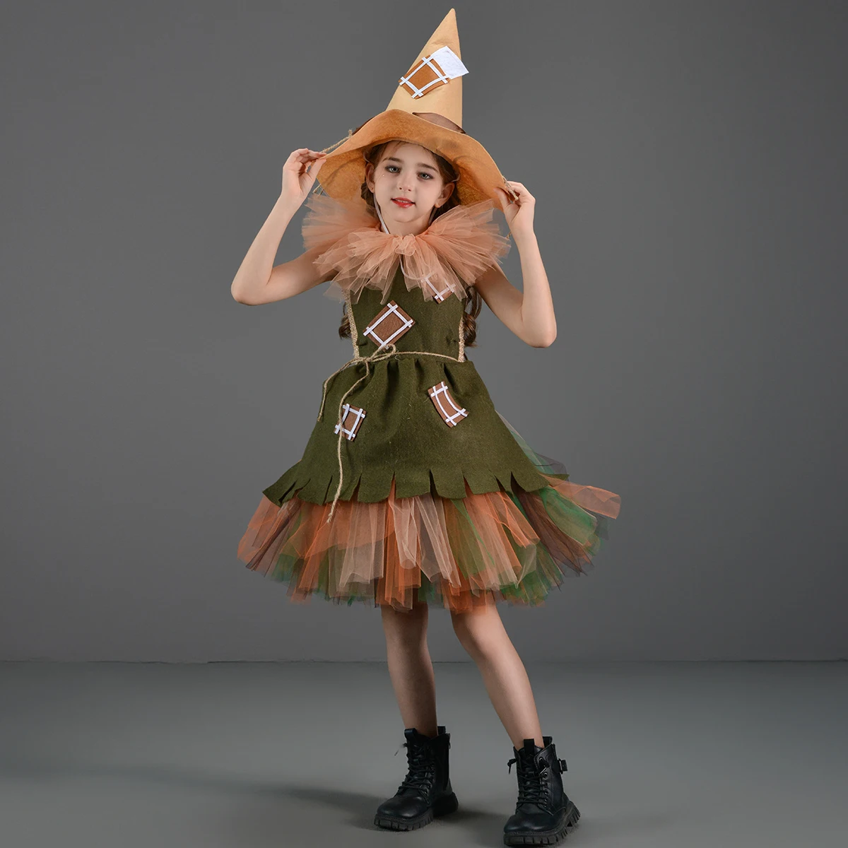 Kids Girls Halloween Costume Wizard of oz Scarecrow Tin Man Lion Witch Princess Tutu Dress Role Play