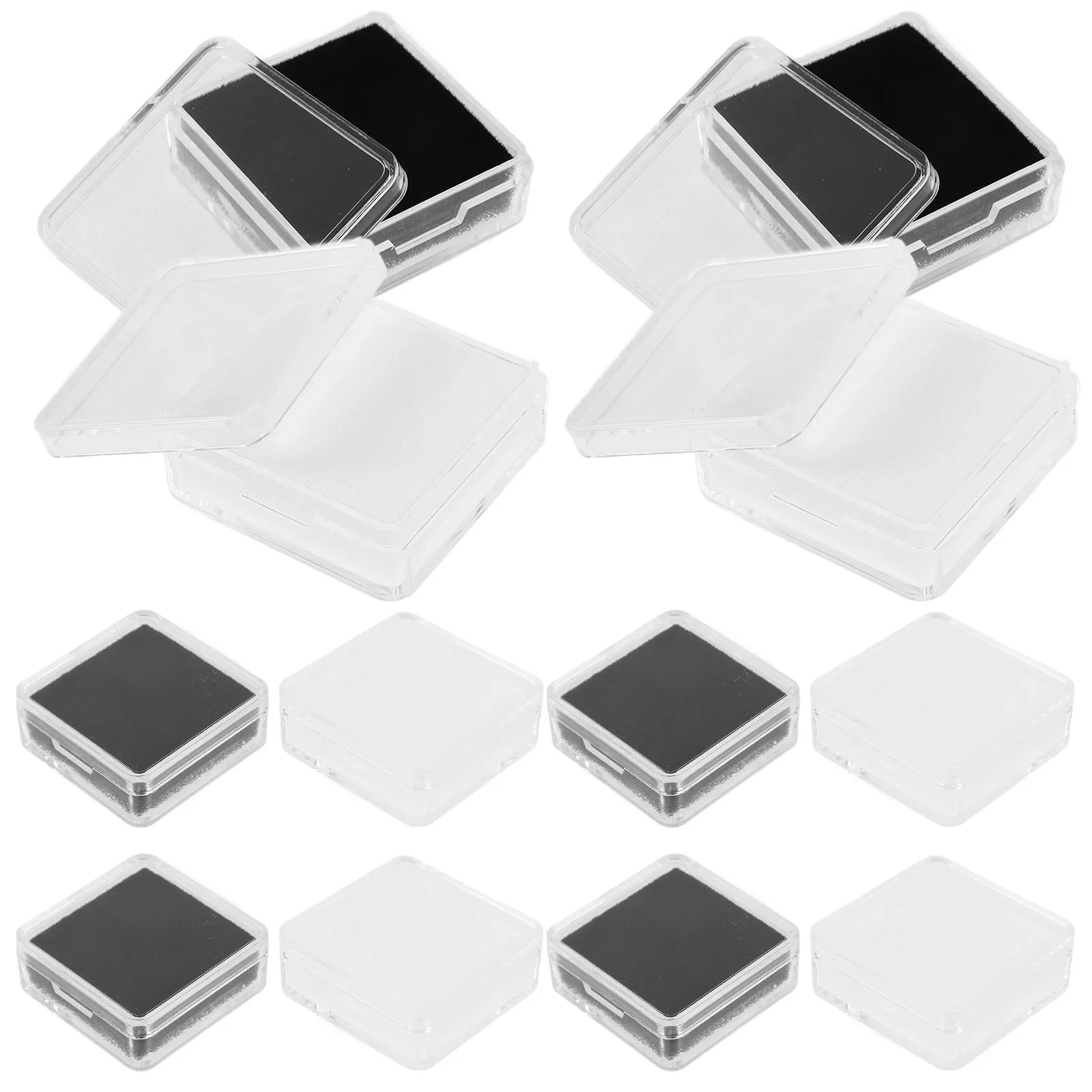 

12pcs Jewelry Display Box Acrylic Gemstone Showcase Wedding Rings Clear Small Scratch Resistant for Bracelets