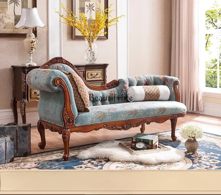 

01-*American solid wood princess living room recliner single sofa bedroom leisure chair