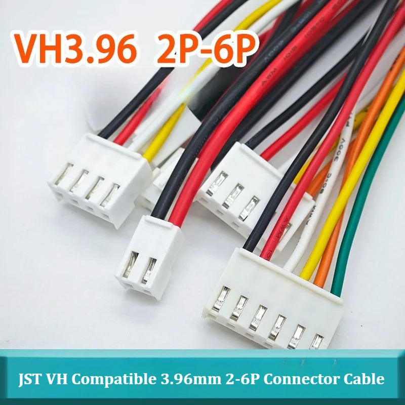 10Pcs VH 3.96mm Pitch Terminal Wire 2/3/4/5/6 Pin with Lock 10A Heavy Duty Power Cable Single/Double End for Power Adapter