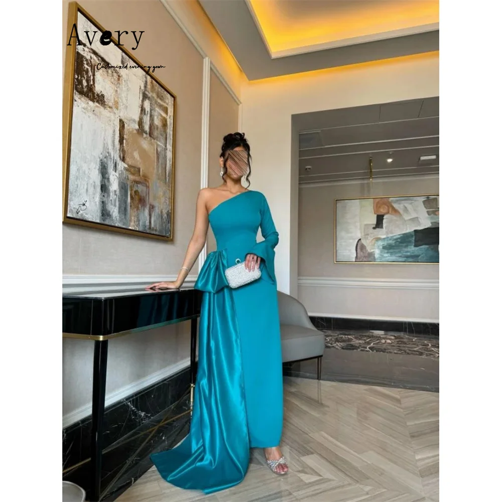 

Avery Custom Fishtail One Shoulder Contrast Color Ankle Elegant Party Dress for Women Luxury Ball Gowns Luxury Dresses D/party