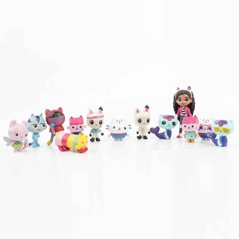 13 pçs gabby casa de bonecas kawaii modelo artesanal figura ação dos desenhos animados anime boneca brinquedos ornamentos chá de bebê meninos meninas presente aniversário