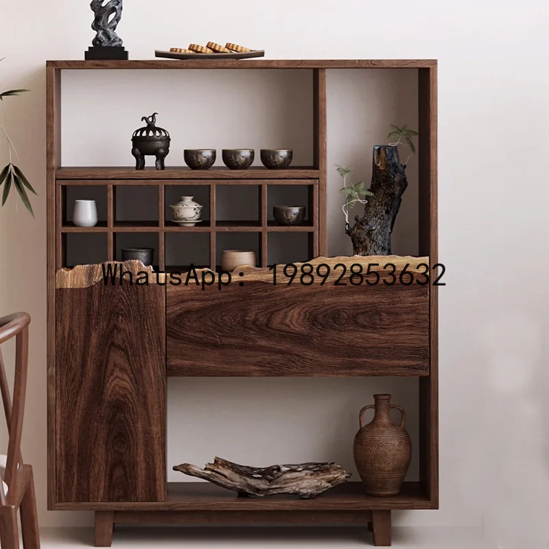 HYS Bogu frame solid wood Duobao Pavilion tea storage rack old elm display cabinet