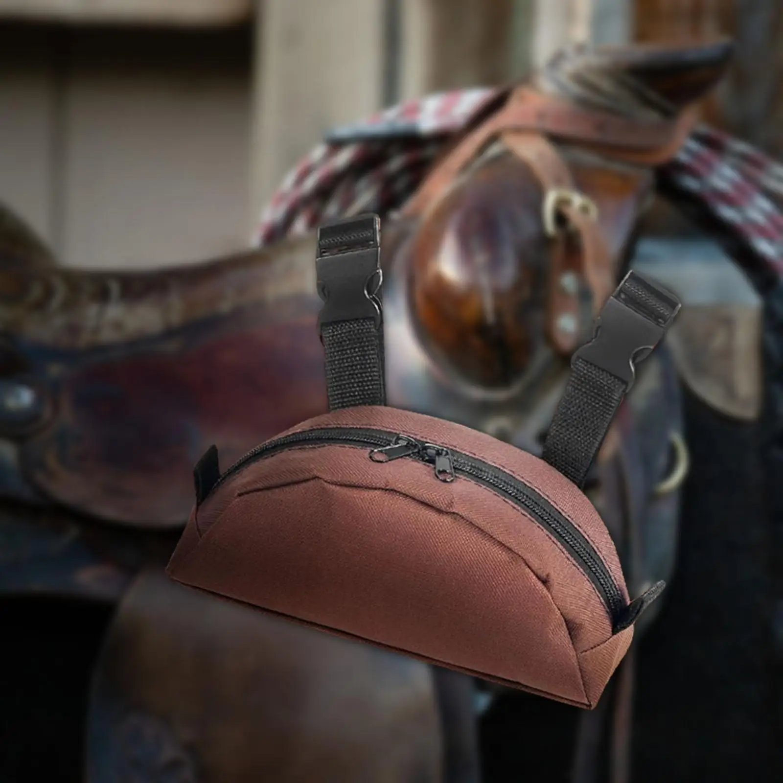 حقيبة سرج الفروسية، حقيبة تخزين مدمجة بسحاب أكسفورد لركوب الخيل على شكل ذيل التحمل الغربي