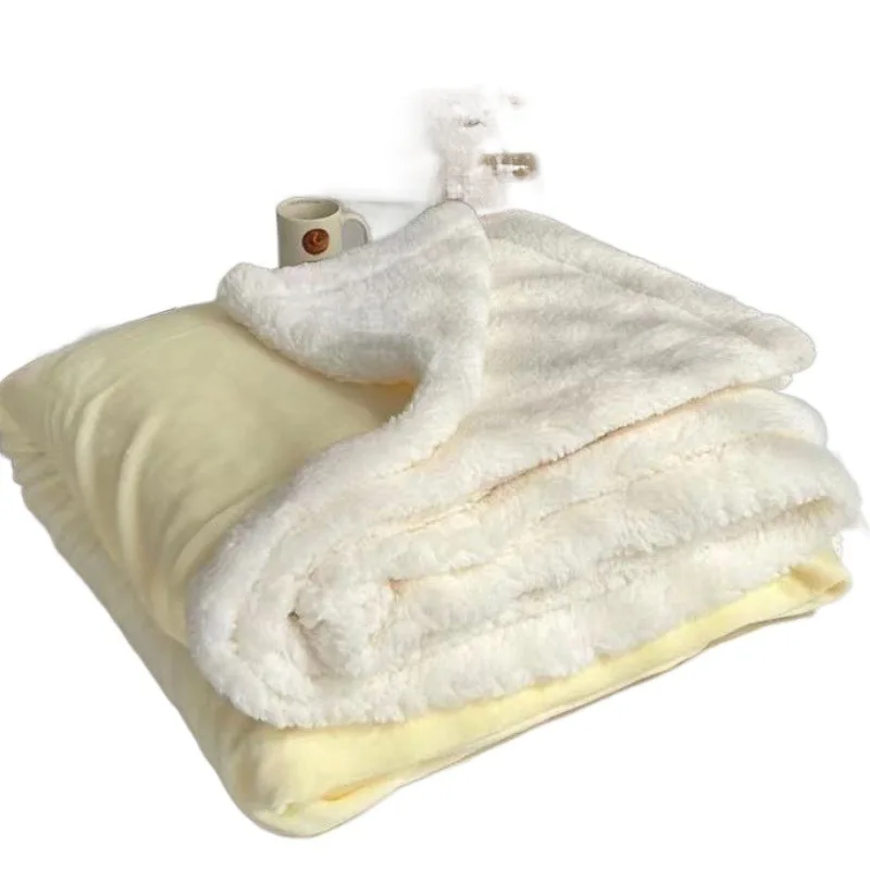 Winter thickened lamb wool blanket, milk wool soft waxy lunch break air conditioner blanket