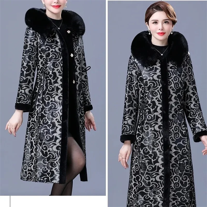 Manteau en fausse fourrure de vison doré pour femme, manteau en peluche intégré, style occidental, double face, long, haut de gamme, nouveau, mode hivernale