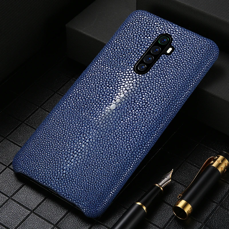 LANGSIDI original Stingray Leather Phone case For Realme C3 X50 X7 pro X2 Pro 6 Genuine leather back cover For OPPO R17 reno 3