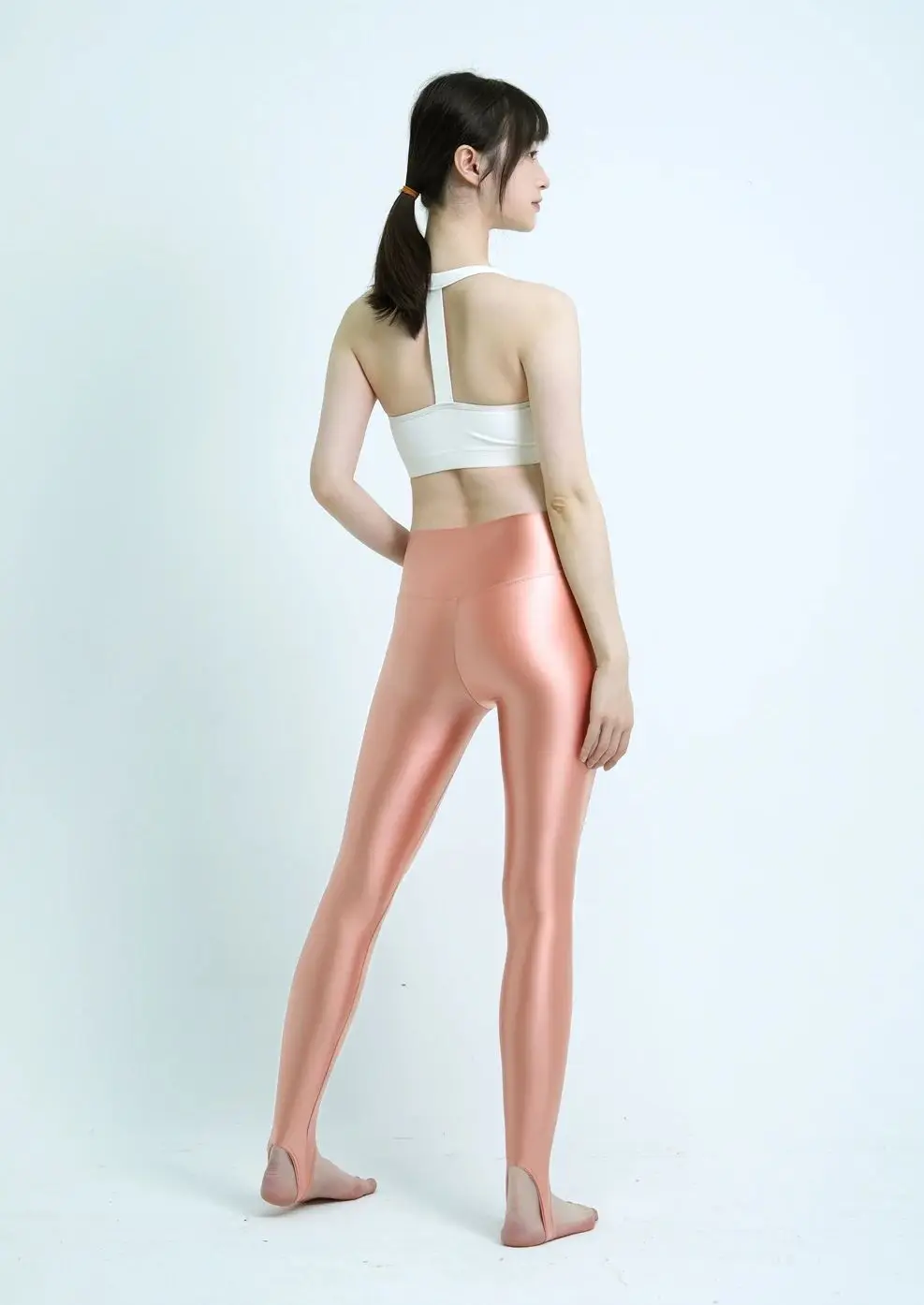 XCKNY Satin silk seamless front crotch opaque pantyhose shiny wet color tight Leggings high Yoga swimming gloss pants