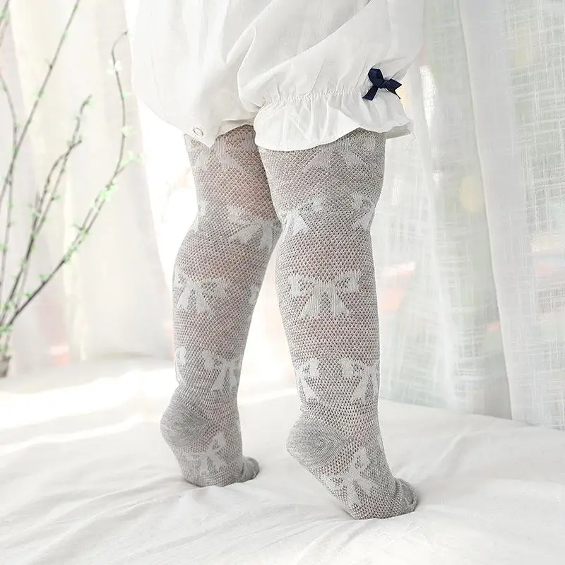Spring and summer mesh bow children's pantyhose baby girl thin breathable children's socks