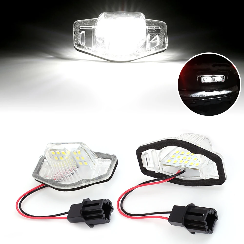 2Pcs Car Number License Plate LED Light For Honda Crv Fit Odyssey Jazz Hrv Frv CR-V Stream 12V SMD 18 LED Number Lamp