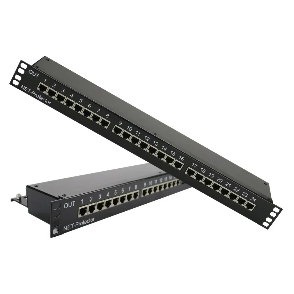 Telebahn Surge Protection Device POE 8 Ports/16 Ports/24 Ports CAT6 19'' 5V/48V RJ45 Ethernet Gigabit Surge Protector