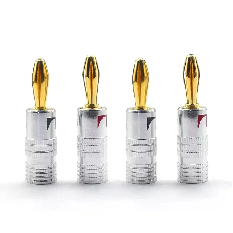 20 Stuks/10 Paar 4Mm Moer Bananenpluggen 24K Vergulde Connector Met Schroefslot Voor Audio Jack Luidsprekerpluggen Zwart En Rood