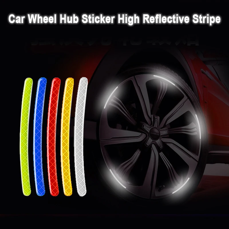 

20pcs Car Wheel Hub Reflective Sticker Tire Rim Reflective Strips Luminous Sticker for Night Driving Car-Styling Accessories